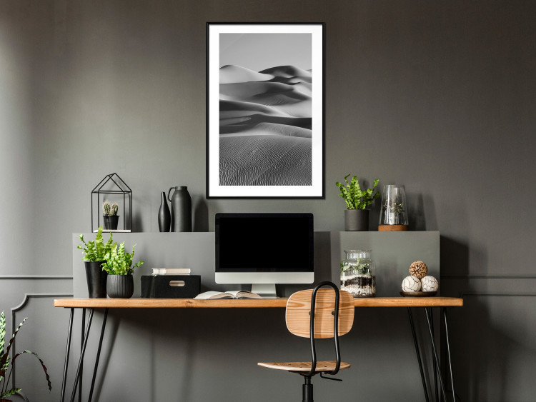 Poster Desert Dunes - black and white landscape amidst hot desert sands 116506 additionalImage 7