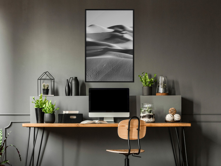 Poster Desert Dunes - black and white landscape amidst hot desert sands 116506 additionalImage 6