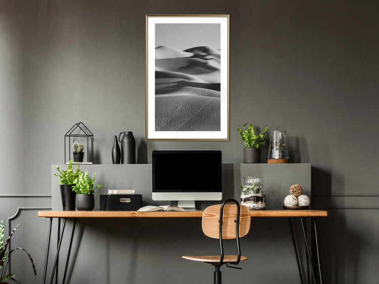 Poster Desert Dunes - black and white landscape amidst hot desert sands 116506 additionalImage 15