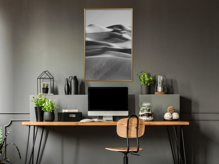 Poster Desert Dunes - black and white landscape amidst hot desert sands 116506 additionalImage 9