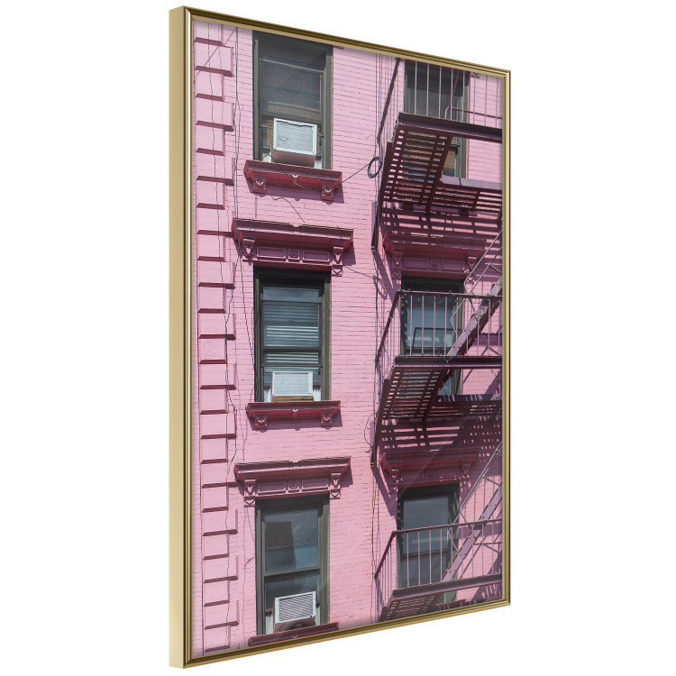 Wall Poster Fire Escape Stairs - architectural shot with a pink-painted building 116706 additionalImage 12