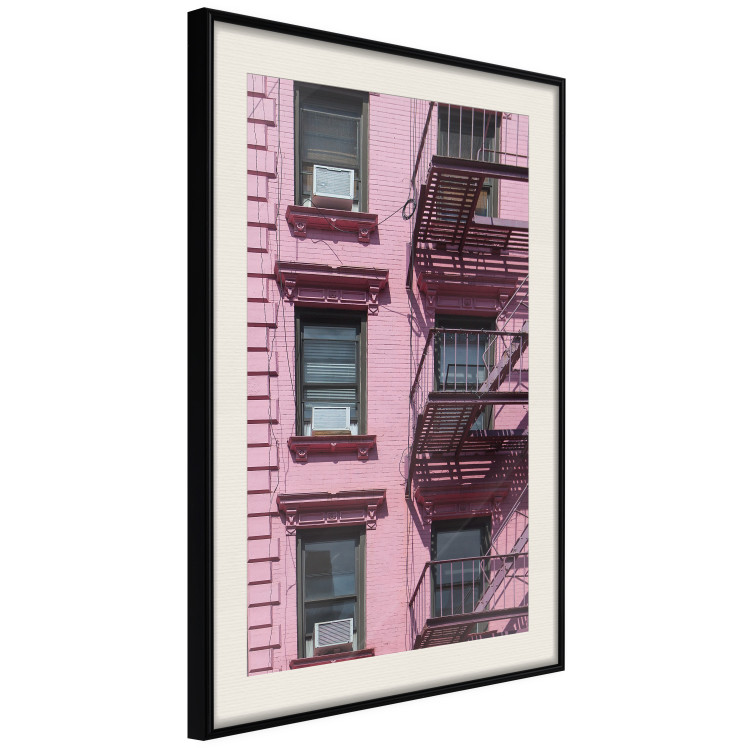 Wall Poster Fire Escape Stairs - architectural shot with a pink-painted building 116706 additionalImage 3