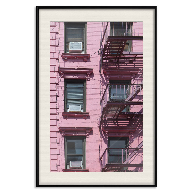 Wall Poster Fire Escape Stairs - architectural shot with a pink-painted building 116706 additionalImage 18