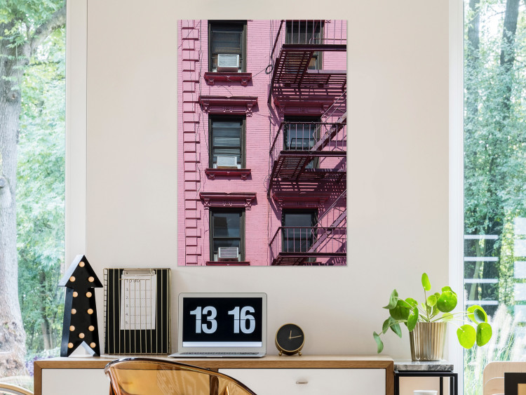 Wall Poster Fire Escape Stairs - architectural shot with a pink-painted building 116706 additionalImage 17
