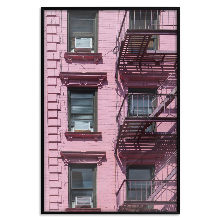 Wall Poster Fire Escape Stairs - architectural shot with a pink-painted building 116706 additionalImage 24