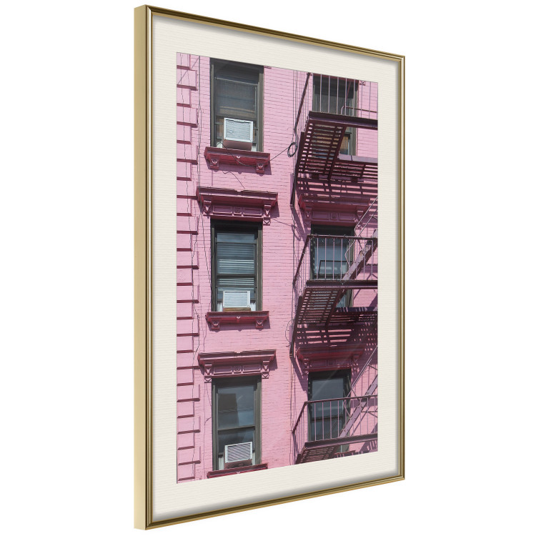 Wall Poster Fire Escape Stairs - architectural shot with a pink-painted building 116706 additionalImage 2