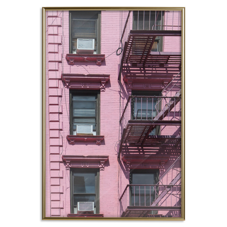 Wall Poster Fire Escape Stairs - architectural shot with a pink-painted building 116706 additionalImage 20