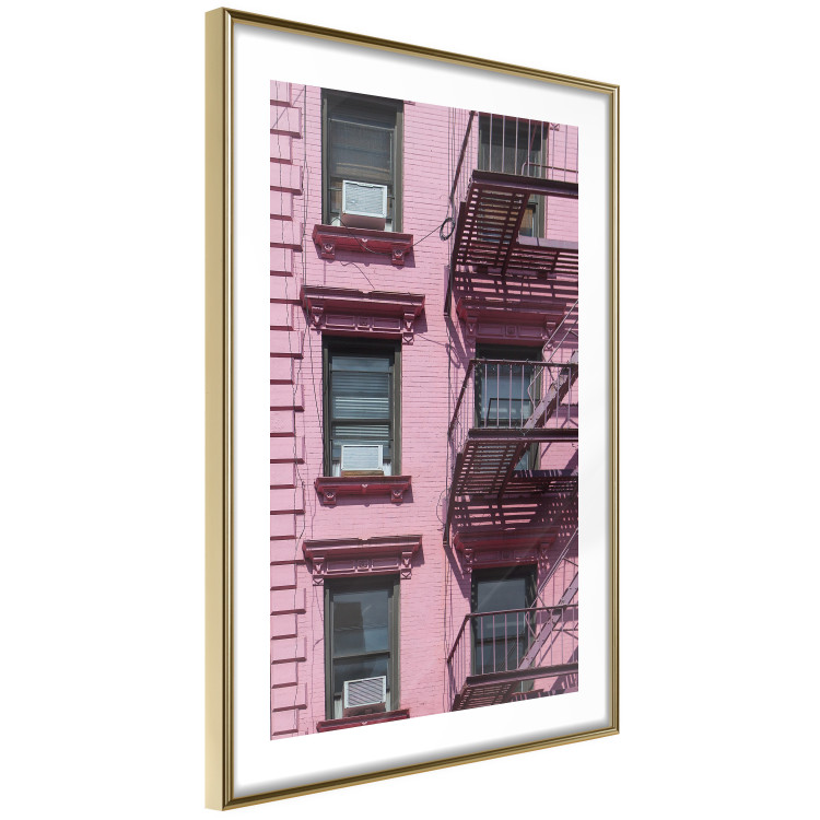 Wall Poster Fire Escape Stairs - architectural shot with a pink-painted building 116706 additionalImage 8