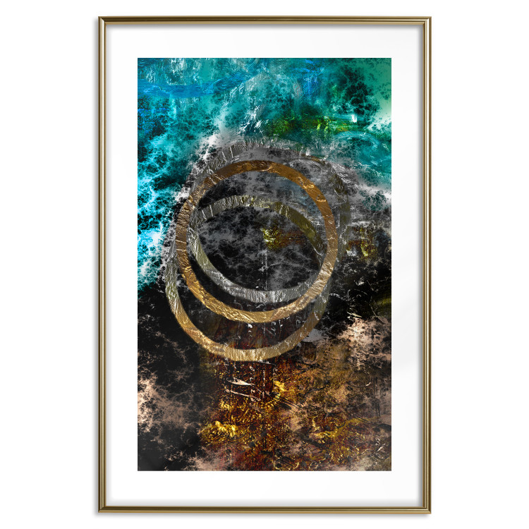 Poster Cassiopeia - colorful abstraction with two circles in gold and silver 117606 additionalImage 14