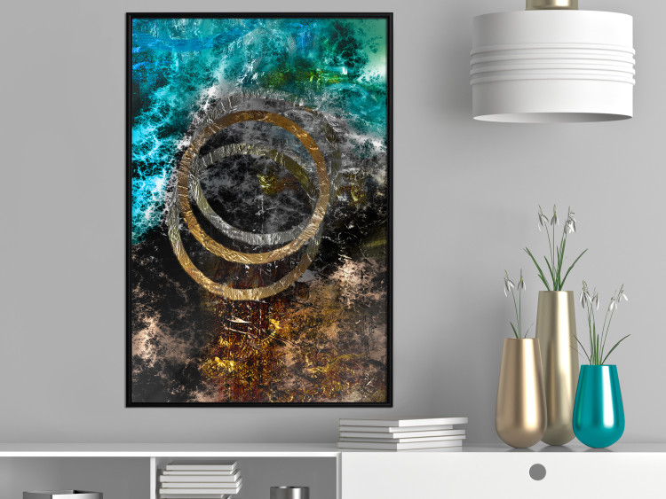 Poster Cassiopeia - colorful abstraction with two circles in gold and silver 117606 additionalImage 5