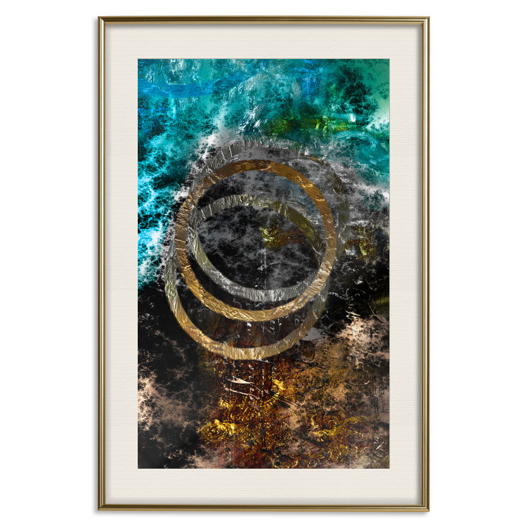 Poster Cassiopeia - colorful abstraction with two circles in gold and silver 117606 additionalImage 19