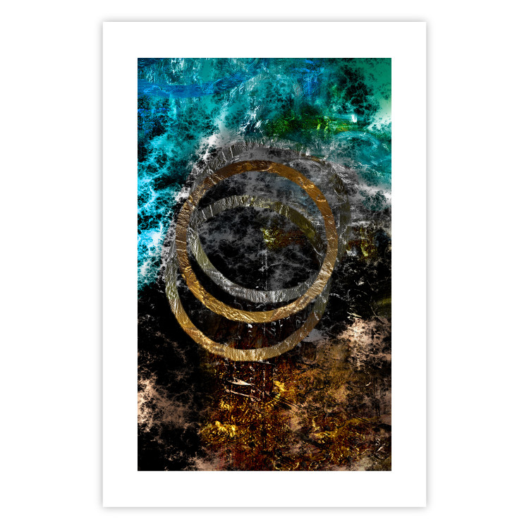 Poster Cassiopeia - colorful abstraction with two circles in gold and silver 117606 additionalImage 19