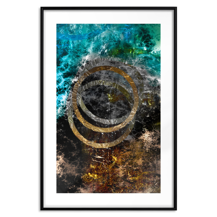 Poster Cassiopeia - colorful abstraction with two circles in gold and silver 117606 additionalImage 15