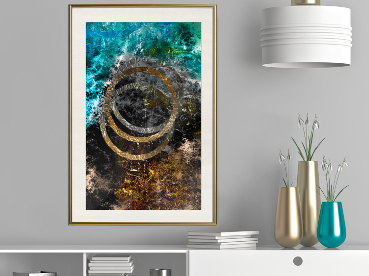 Poster Cassiopeia - colorful abstraction with two circles in gold and silver 117606 additionalImage 21