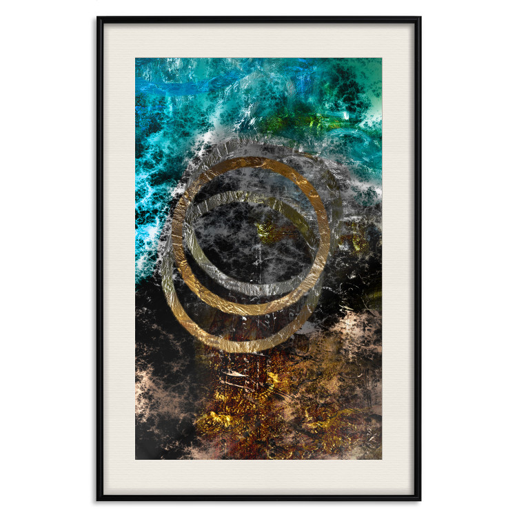 Poster Cassiopeia - colorful abstraction with two circles in gold and silver 117606 additionalImage 18