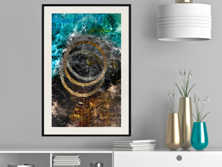 Poster Cassiopeia - colorful abstraction with two circles in gold and silver 117606 additionalImage 22