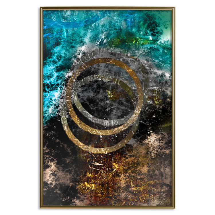 Poster Cassiopeia - colorful abstraction with two circles in gold and silver 117606 additionalImage 16