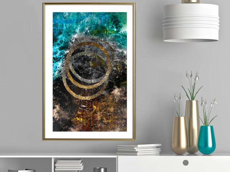 Poster Cassiopeia - colorful abstraction with two circles in gold and silver 117606 additionalImage 13