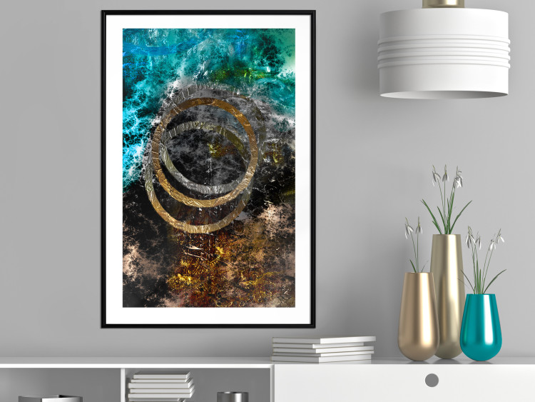 Poster Cassiopeia - colorful abstraction with two circles in gold and silver 117606 additionalImage 4