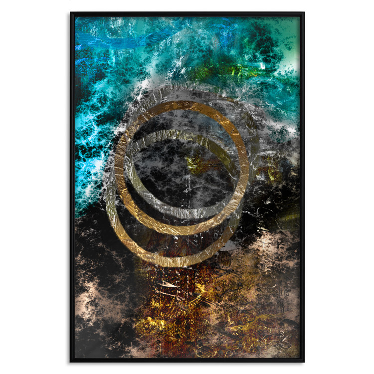 Poster Cassiopeia - colorful abstraction with two circles in gold and silver 117606 additionalImage 18