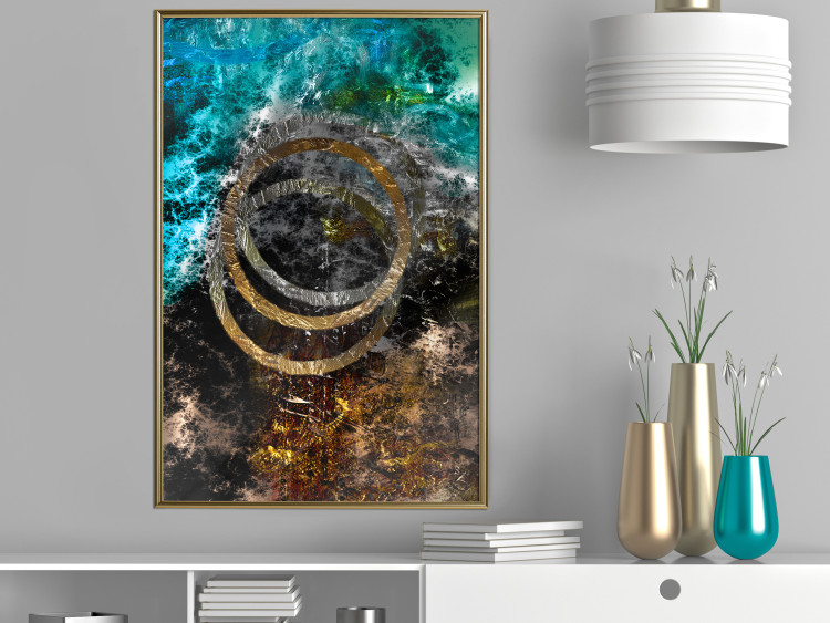 Poster Cassiopeia - colorful abstraction with two circles in gold and silver 117606 additionalImage 5