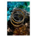 Poster Cassiopeia - colorful abstraction with two circles in gold and silver 117606