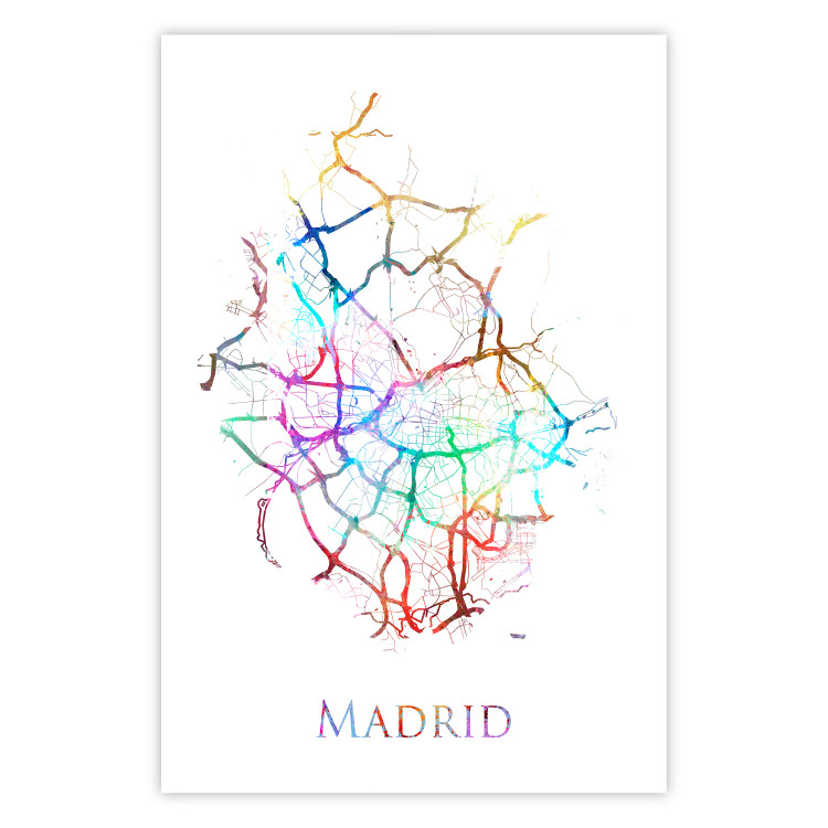 Poster Madrid - colorful map of one of the cities in Spain and English inscription 117906