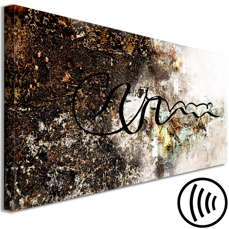 Canvas Art Print Oriental Charm - black lettering on a background of brown abstraction 118006 additionalImage 6
