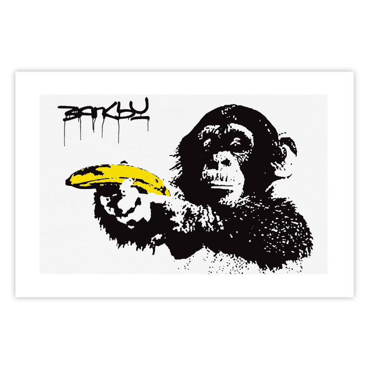Poster Banana Gun - composition with a monkey and a yellow fruit in Banksy style 119206 additionalImage 15