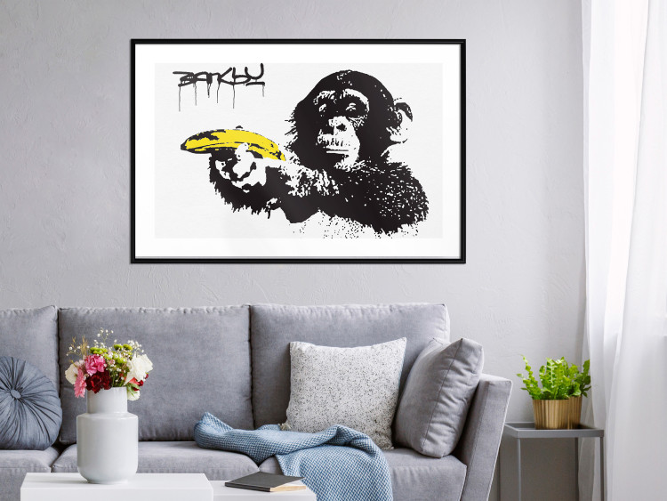 Poster Banana Gun - composition with a monkey and a yellow fruit in Banksy style 119206 additionalImage 4