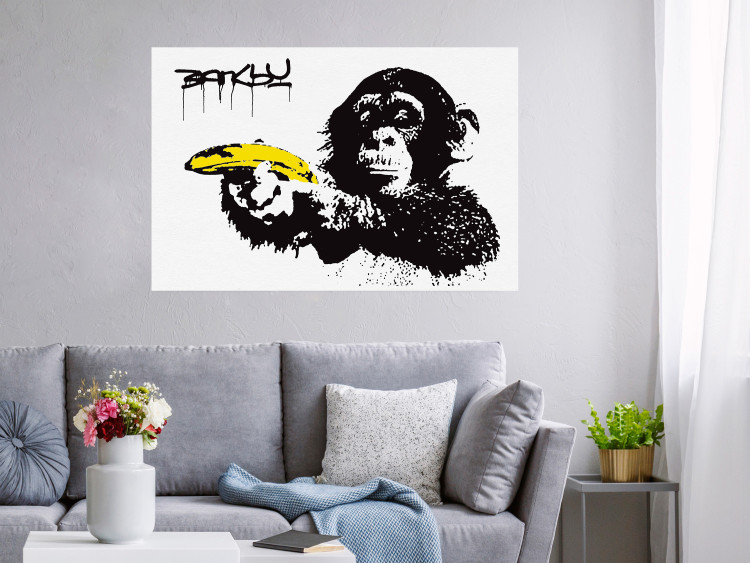 Poster Banana Gun - composition with a monkey and a yellow fruit in Banksy style 119206 additionalImage 14