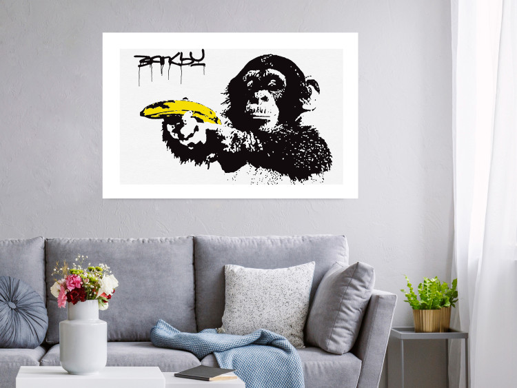 Poster Banana Gun - composition with a monkey and a yellow fruit in Banksy style 119206 additionalImage 2