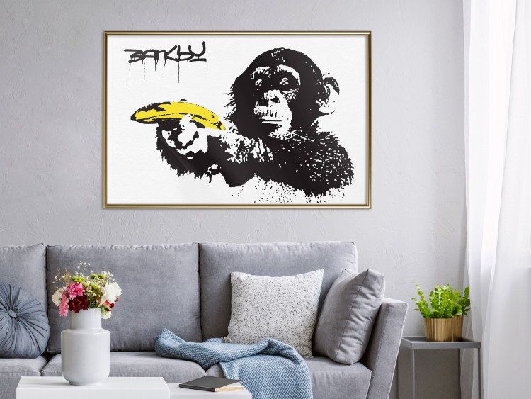 Poster Banana Gun - composition with a monkey and a yellow fruit in Banksy style 119206 additionalImage 5