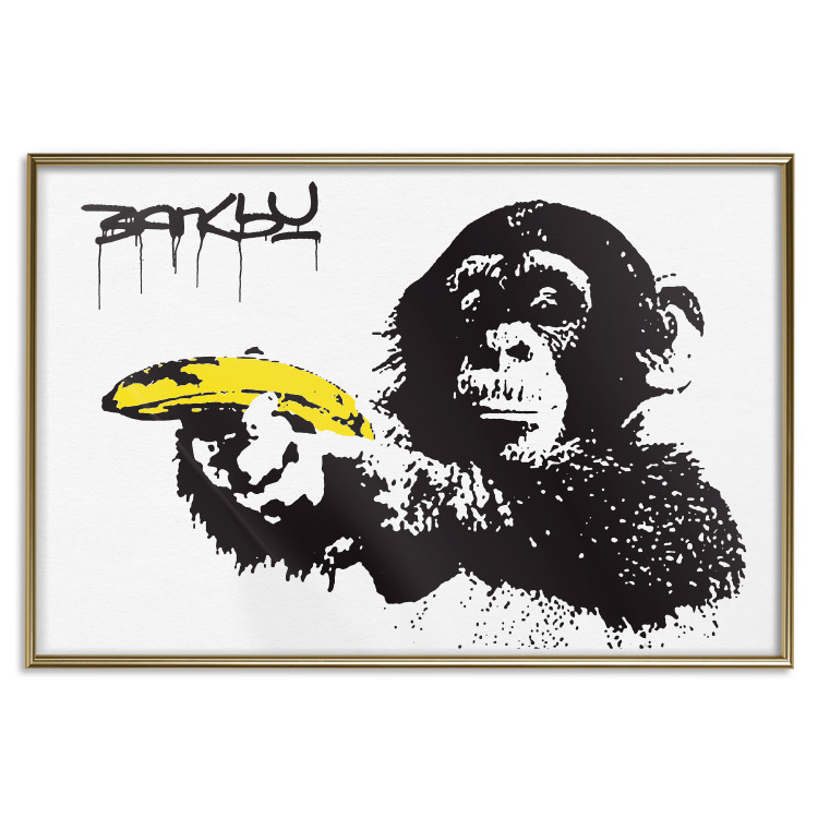 Poster Banana Gun - composition with a monkey and a yellow fruit in Banksy style 119206 additionalImage 18