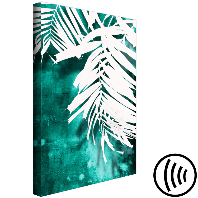 Canvas Art Print Botanical contrasts - palm leaves on an emerald abstract background 122306 additionalImage 6