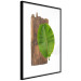 Poster Gravity of Nature - green leaf and wooden piece of plank on a white background 122606 additionalThumb 11