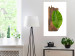 Poster Gravity of Nature - green leaf and wooden piece of plank on a white background 122606 additionalThumb 2