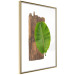 Poster Gravity of Nature - green leaf and wooden piece of plank on a white background 122606 additionalThumb 6