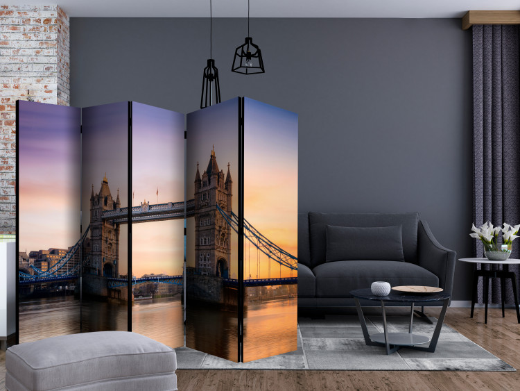 Room Divider Screen Sunset Bridge II - architecture of a bridge in London over the river 123306 additionalImage 4