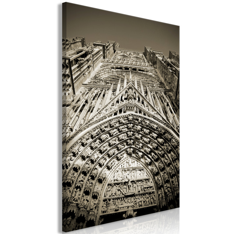 Canvas Notre Dame Cathedral portal - black and white Paris architecture photo 123906 additionalImage 2
