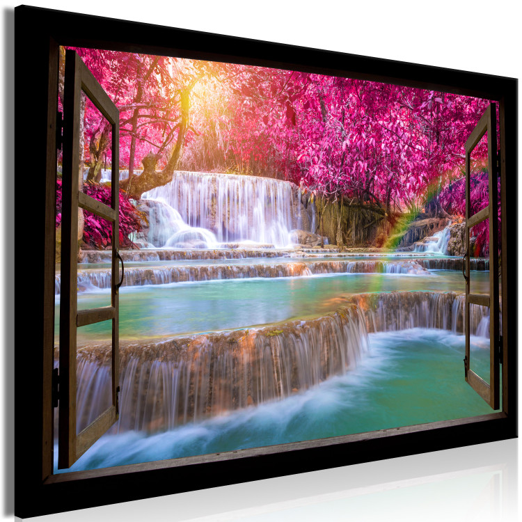 Canvas Pink Trees and Waterfall (1 Part) Wide 125006 additionalImage 2