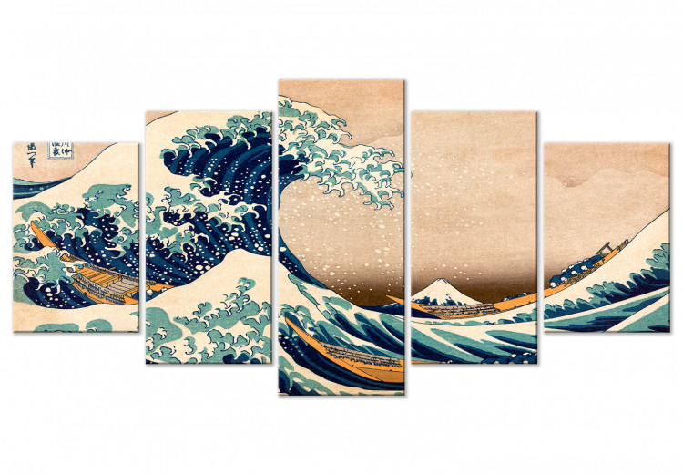 Canvas Print The Great Wave off Kanagawa (5 Parts) Wide 125806