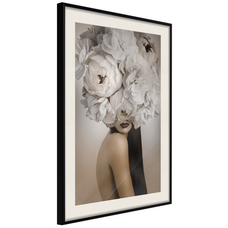 Poster Blossomed - abstract portrait of a woman with white flowers on her head 127306 additionalImage 2