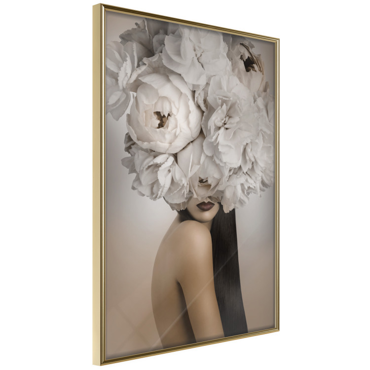 Poster Blossomed - abstract portrait of a woman with white flowers on her head 127306 additionalImage 12