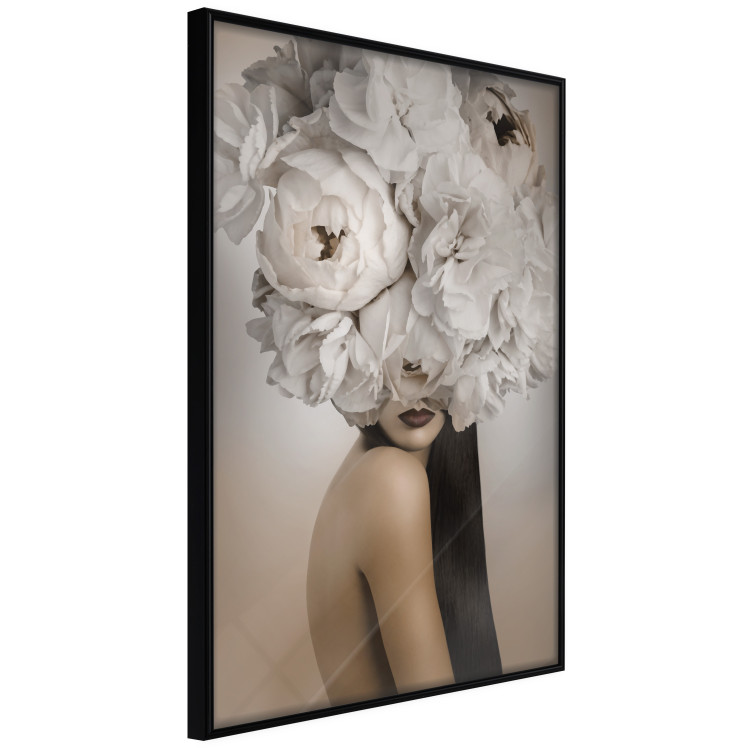 Poster Blossomed - abstract portrait of a woman with white flowers on her head 127306 additionalImage 11