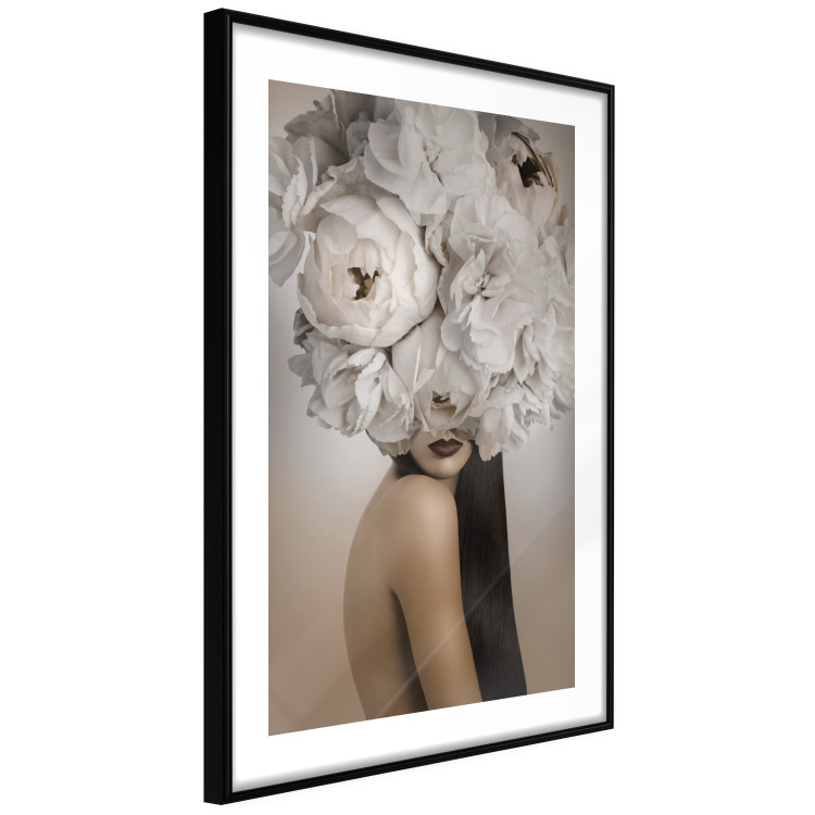 Poster Blossomed - abstract portrait of a woman with white flowers on her head 127306 additionalImage 8