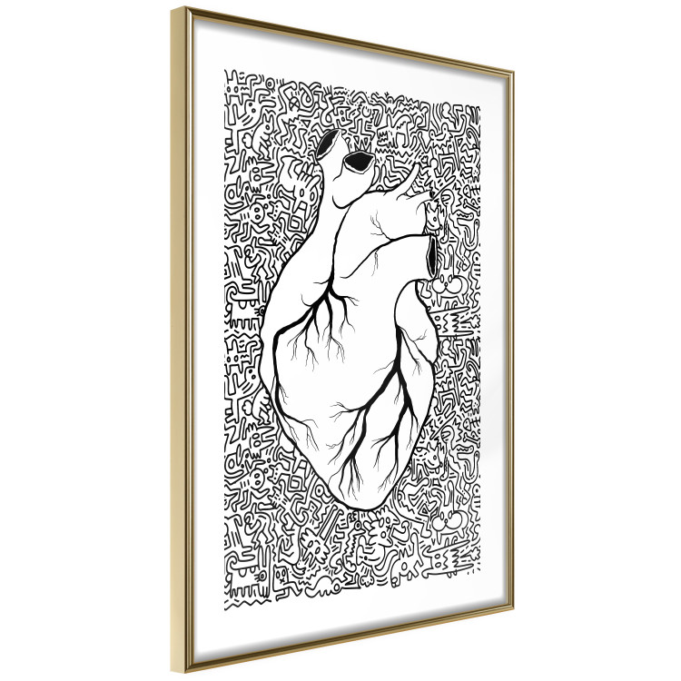 Poster Pure Heart - black and white human heart on abstract patterns background 127906 additionalImage 7