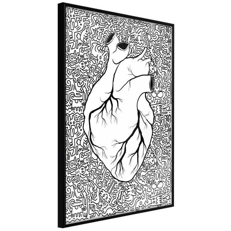 Poster Pure Heart - black and white human heart on abstract patterns background 127906 additionalImage 11