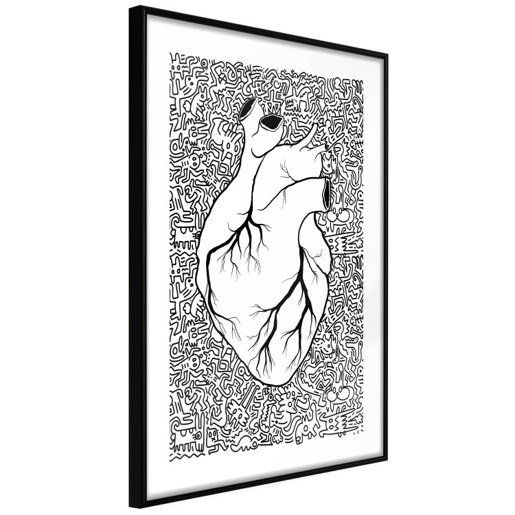 Poster Pure Heart - black and white human heart on abstract patterns background 127906 additionalImage 6
