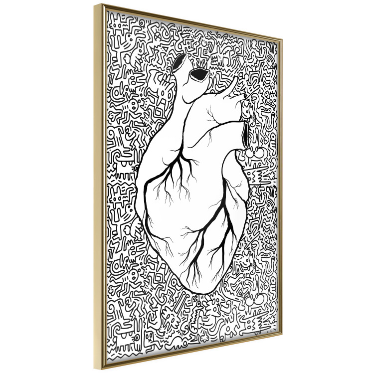 Poster Pure Heart - black and white human heart on abstract patterns background 127906 additionalImage 12
